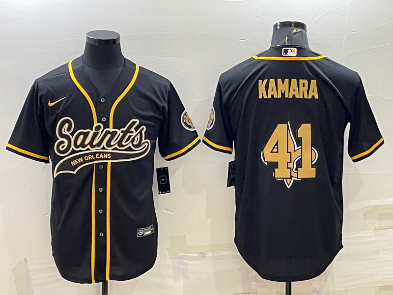Men's New Orleans Saints Alvin Kamara #41 Black Jersey Joint Edition